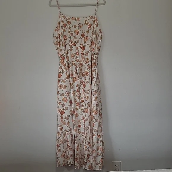 a.n.a Woman Peachy Floral Maxi Dress Sz 2XL Peach Floral Spaghetti Straps NWT - Picture 6 of 13